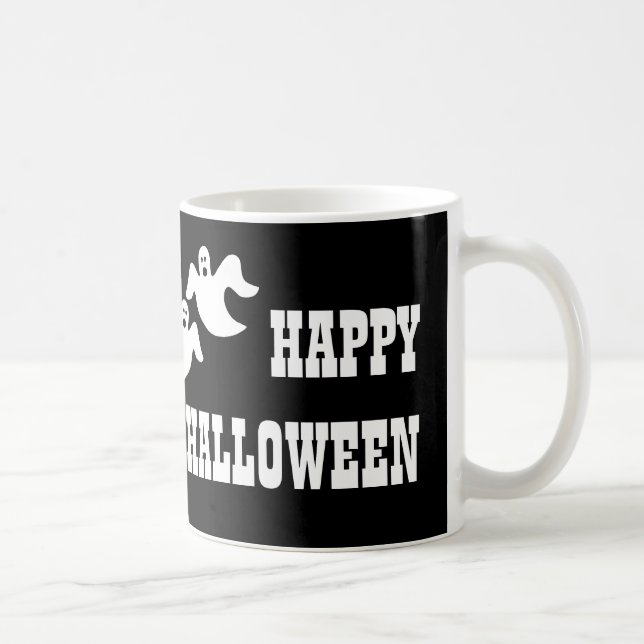 Ghost Party Halloween Mug, Black Coffee Mug (Right)
