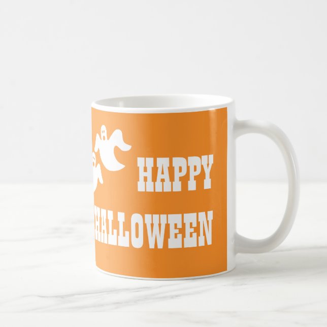 Ghost Party Halloween Mug, Orange Coffee Mug (Right)