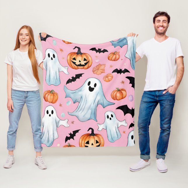 Ghost Party In Pink Fleece Blanket (In Situ)