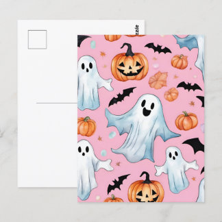 Ghost Party In Pink Postcard