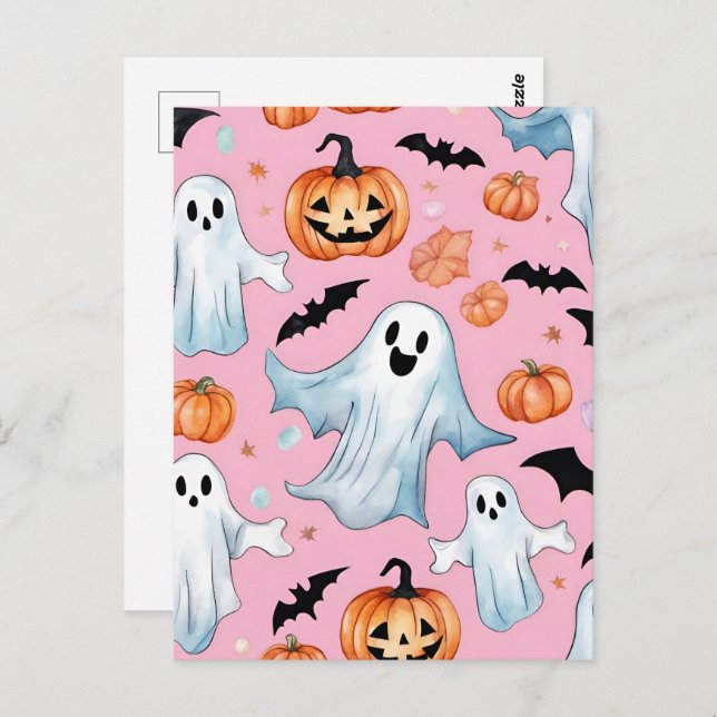 Ghost Party In Pink Postcard (Front/Back)