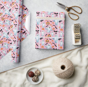 Ghost Party In Pink Wrapping Paper