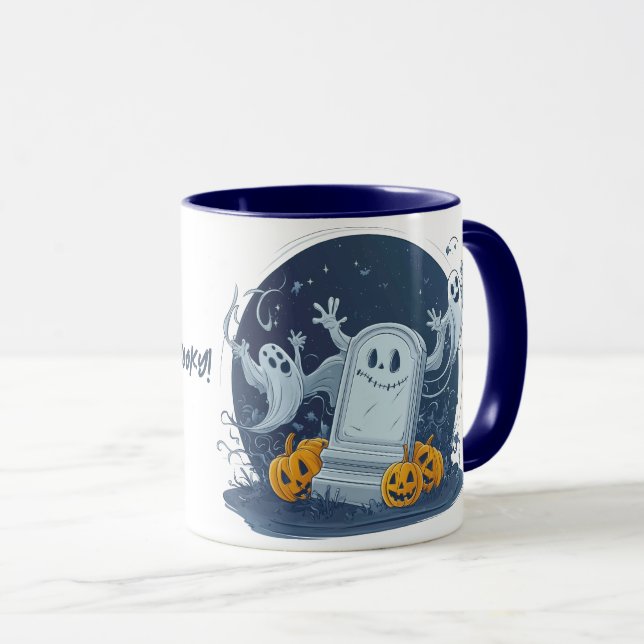 Ghost Partying in Graveyard Mug (Front Right)