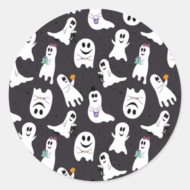 Ghost pattern classic round sticker (Front)