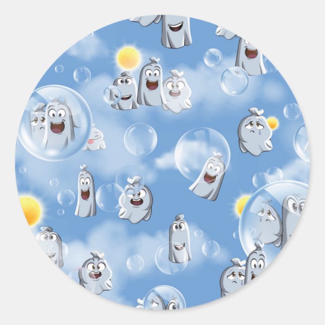 Ghost Pattern Classic Round Sticker (Front)