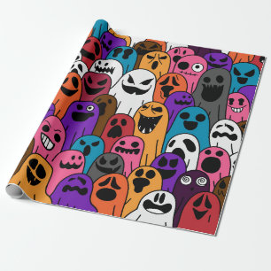 Ghost pattern Halloween spooky scarf isolated repe Wrapping Paper
