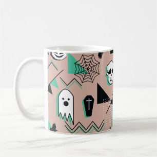 Ghost pattern,halloween theme seamless pattern wit coffee mug