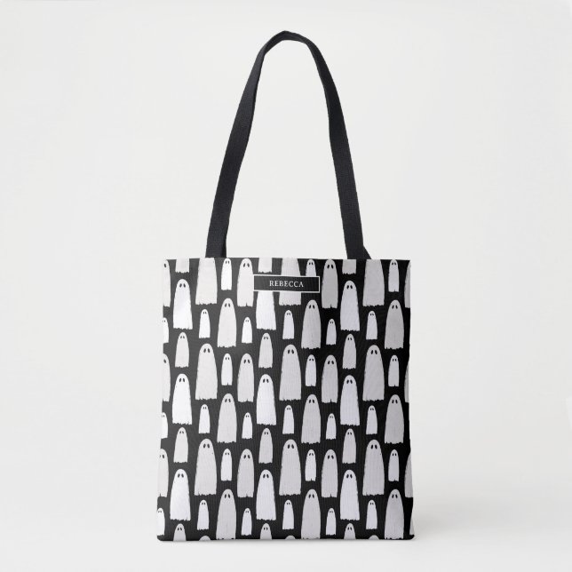 Ghost Pattern Halloween Tote Bag (Front)