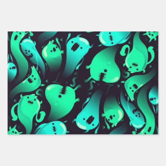 Ghost pattern wrapping paper sheet (Front)