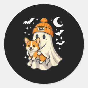 Ghost Pembroke Welsh Corgi Dog Lover Halloween Men Classic Round Sticker