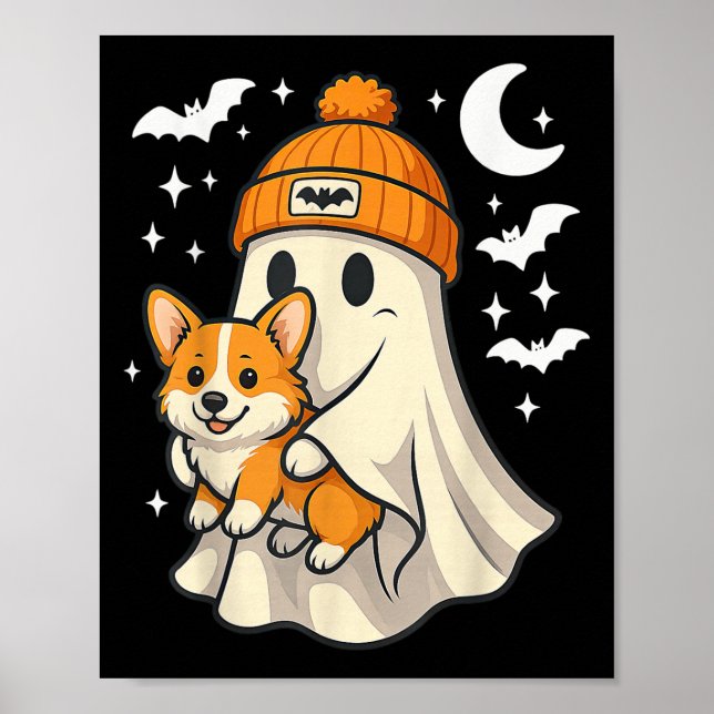 Ghost Pembroke Welsh Corgi Dog Lover Halloween Men Poster (Front)