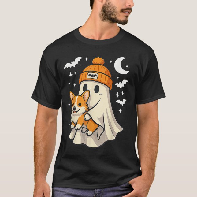 Ghost Pembroke Welsh Corgi Dog Lover Halloween Men T-Shirt (Front)