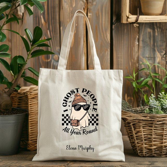 Ghost People All Year Round Funny Custom Halloween Tote Bag (Creator Uploaded)
