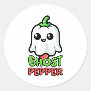 Ghost Pepper! Cute Hot Pepper Pun Classic Round Sticker