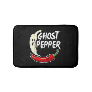 Ghost Pepper Funny Spicy Hot Halloween Ghost Peppe Bath Mat