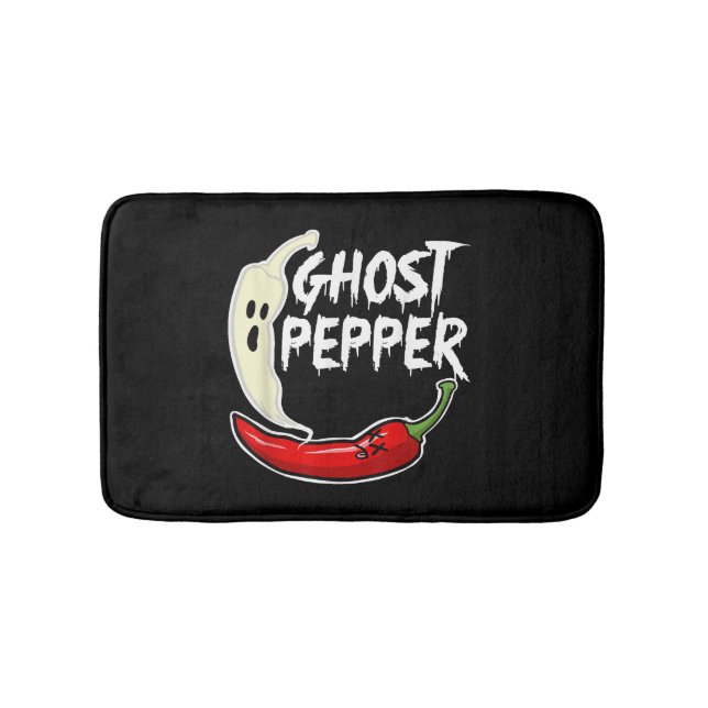 Ghost Pepper Funny Spicy Hot Halloween Ghost Peppe Bath Mat (Front)