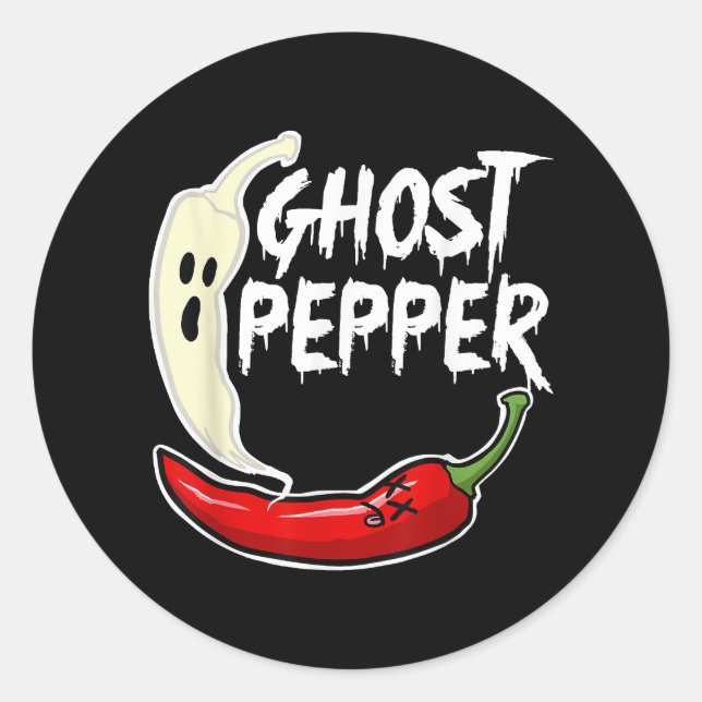 Ghost Pepper Funny Spicy Hot Halloween Ghost Peppe Classic Round Sticker (Front)