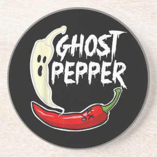 Ghost Pepper Funny Spicy Hot Halloween Ghost Peppe Coaster