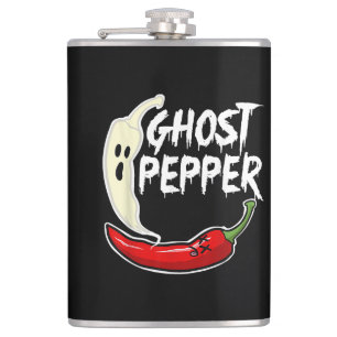 Ghost Pepper Funny Spicy Hot Halloween Ghost Peppe Hip Flask