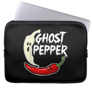 Ghost Pepper Funny Spicy Hot Halloween Ghost Peppe Laptop Sleeve