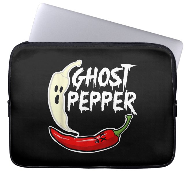 Ghost Pepper Funny Spicy Hot Halloween Ghost Peppe Laptop Sleeve (Front)