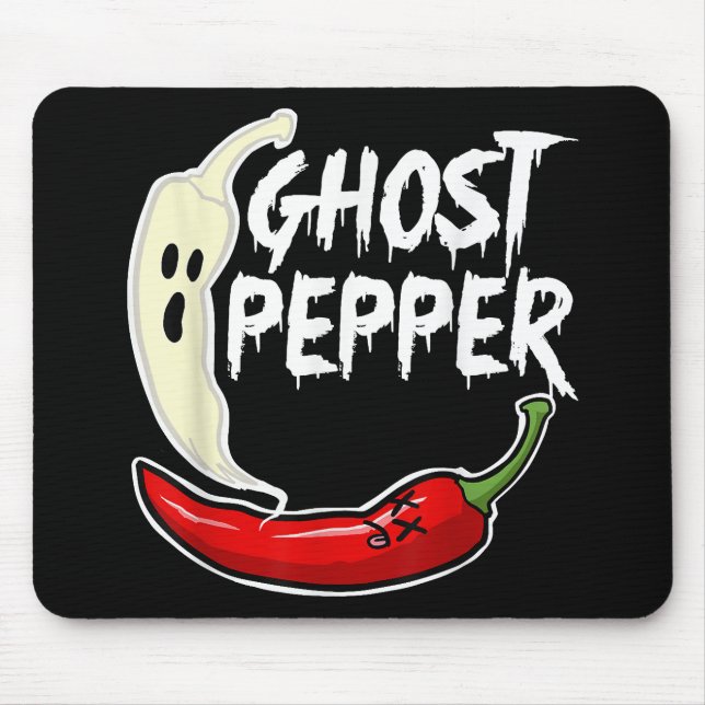 Ghost Pepper Funny Spicy Hot Halloween Ghost Peppe Mouse Mat (Front)