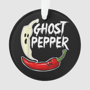 Ghost Pepper Funny Spicy Hot Halloween Ghost Peppe Ornament