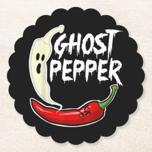 Ghost Pepper Funny Spicy Hot Halloween Ghost Peppe Paper Coaster