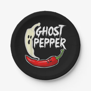 Ghost Pepper Funny Spicy Hot Halloween Ghost Peppe Paper Plate