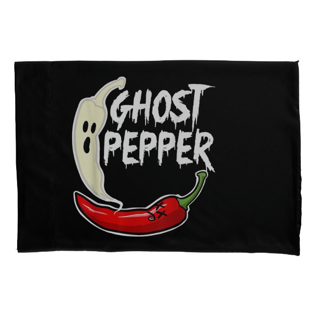 Ghost Pepper Funny Spicy Hot Halloween Ghost Peppe Pillowcase (Front)