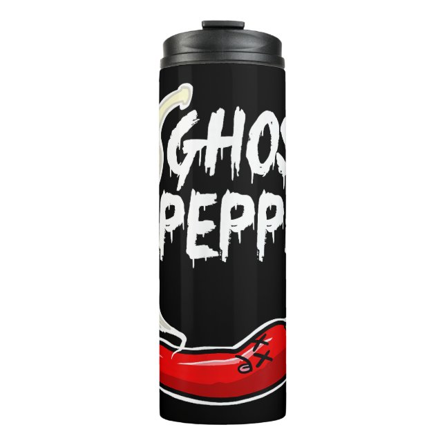 Ghost Pepper Funny Spicy Hot Halloween Ghost Peppe Thermal Tumbler (Front)