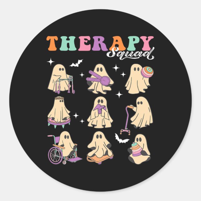 Ghost Physical Therapy Squad Slp Ot Pt Team Hallow Classic Round Sticker (Front)
