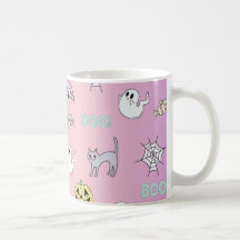 Ghost Pink Pattern Halloween Coffee Mug