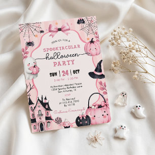 Ghost Pink Pumpkin Girl Halloween Party Invitation