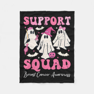 Ghost Pink Witch Hat Support Squad Breast Cancer Fleece Blanket