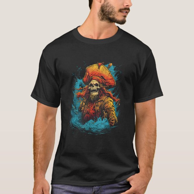 Ghost Pirate Captain by Haunted Horror Halloween 1 T-Shirt (Front)