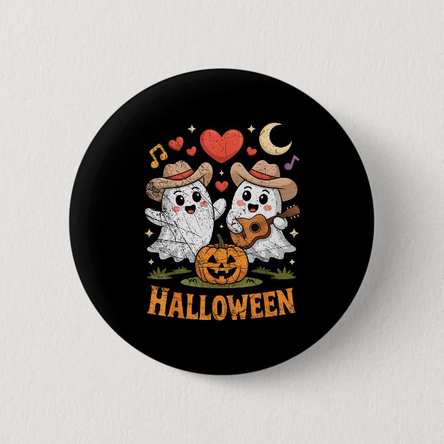 Ghost Playing Guitar For Halloween Lovers  6 Cm Round Badge (Front)