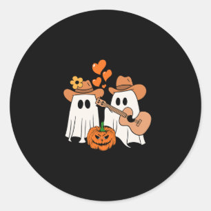 Ghost Playing Guitar For Halloween Lovers Classic Round Sticker