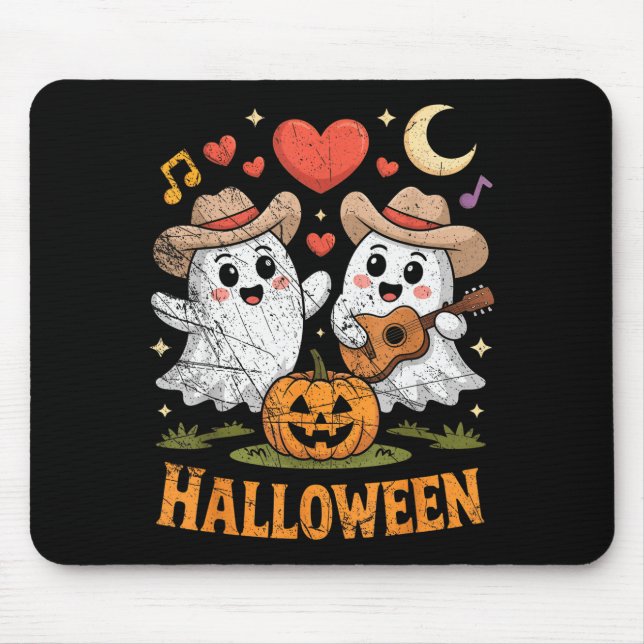 Ghost Playing Guitar For Halloween Lovers  Mouse Mat (Front)