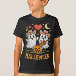 Ghost Playing Guitar For Halloween Lovers  T-Shirt