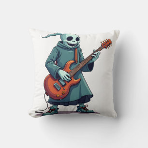Ghost Playing Guitar � Spooky Music Halloween Tee Cushion