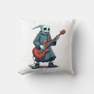 Ghost Playing Guitar � Spooky Music Halloween Tee Cushion