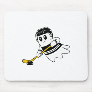Ghost Playing Ice Hockey Halloween Costume Sports Mouse Mat