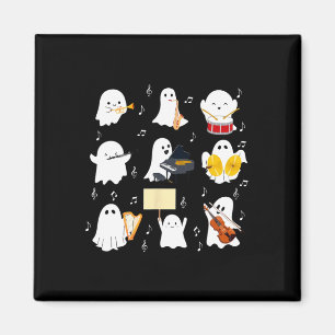 Ghost Playing Musical Instruments Halloween Music Magnet