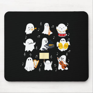 Ghost Playing Musical Instruments Halloween Music Mouse Mat