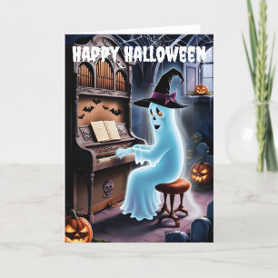ghost playing oregan holiday card