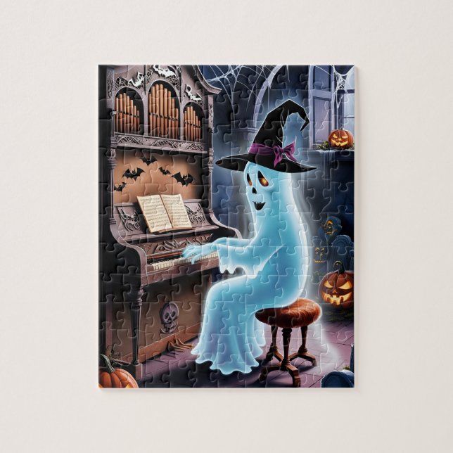 ghost playing oregan jigsaw puzzle (Vertical)