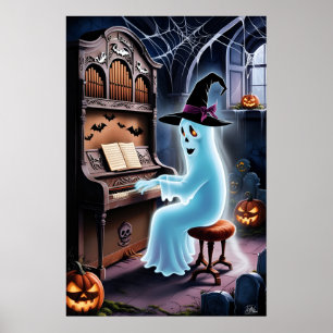 Ghost playing organ poster