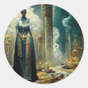 Ghost Priestess Fantasy Classic Round Sticker