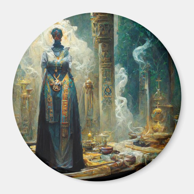 Ghost Priestess Fantasy Magnet (Front)